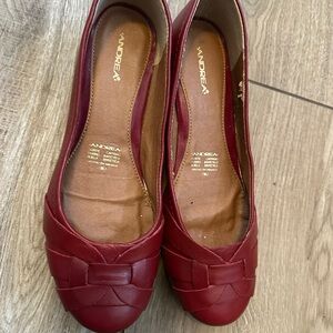 ANDREA FENZI Women's Red Leather Flats